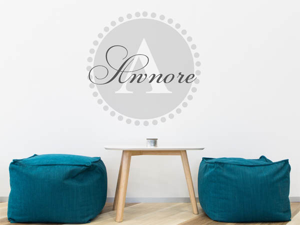 Wandtattoo Awnore als Monogramm rund