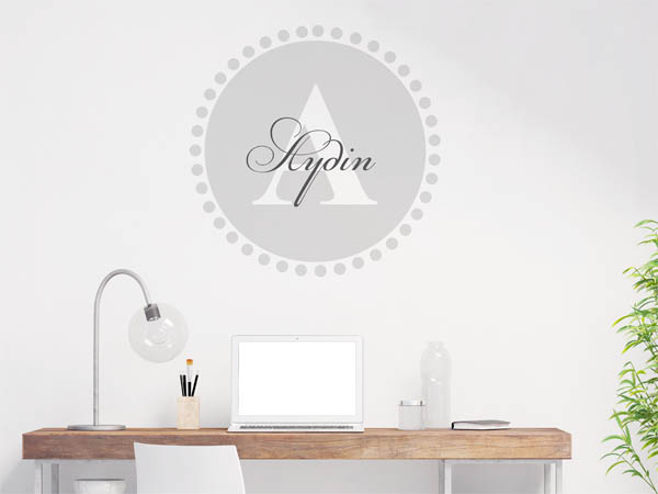 Wandtattoo Aydin als Monogramm rund