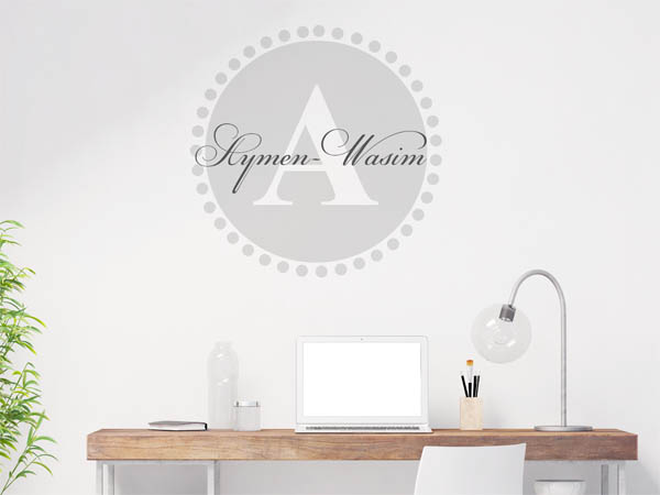 Wandtattoo Aymen-Wasim als Monogramm rund