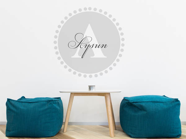 Wandtattoo Aysun als Monogramm rund