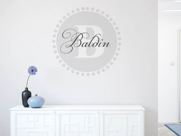 Wandtattoo Baldin als Monogramm rund