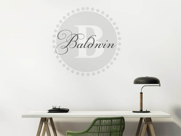 Wandtattoo Baldwin als Monogramm rund