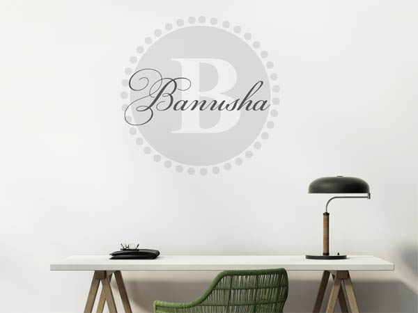 Wandtattoo Banusha als Monogramm rund