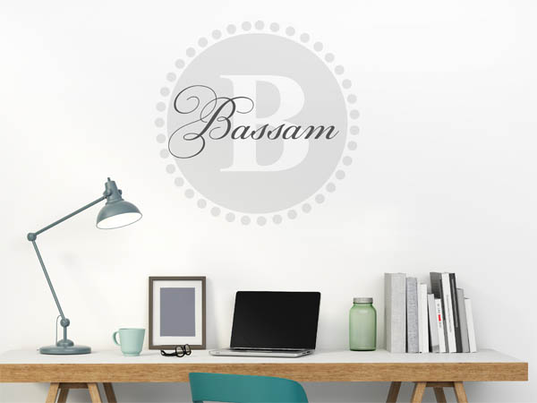 Wandtattoo Bassam als Monogramm rund