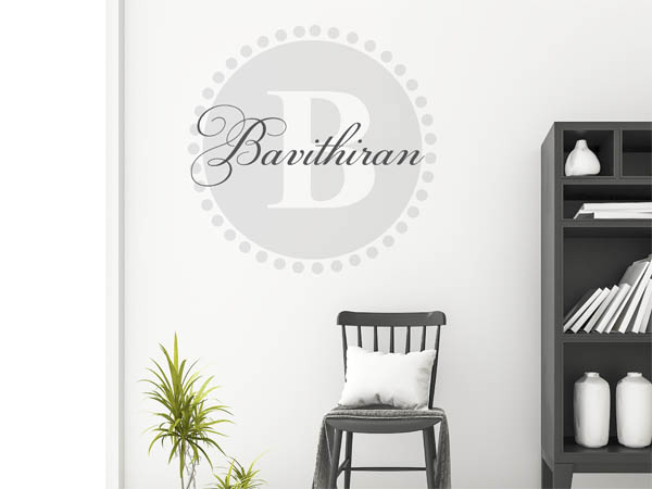 Wandtattoo Bavithiran als Monogramm rund