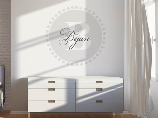 Wandtattoo Bejan als Monogramm rund