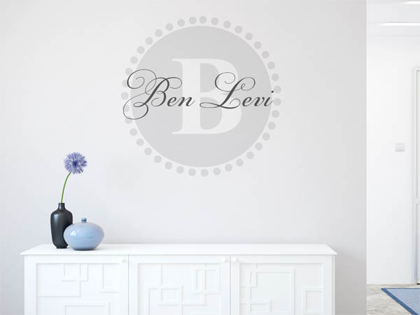Wandtattoo Ben Levi als Monogramm rund