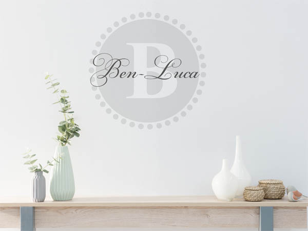 Wandtattoo Ben-Luca als Monogramm rund