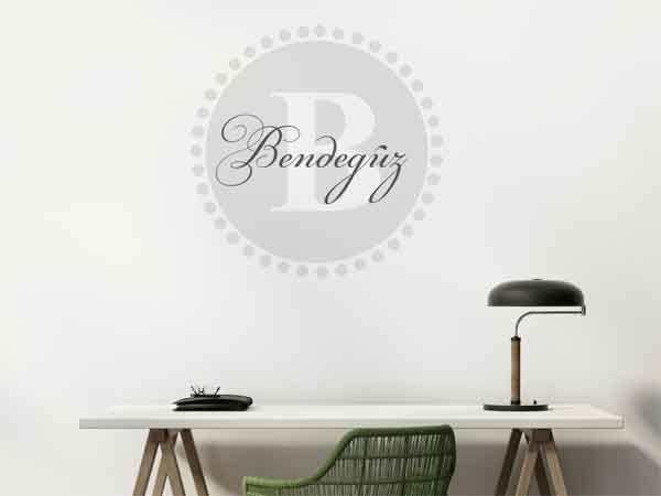 Wandtattoo Bendegúz als Monogramm rund