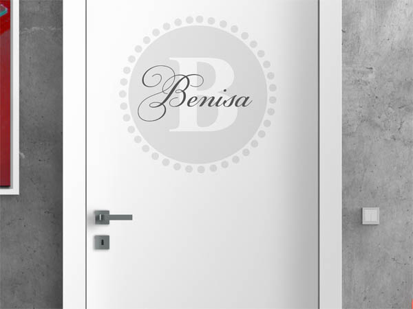 Wandtattoo Benisa als Monogramm rund