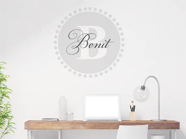 Wandtattoo Benit als Monogramm rund