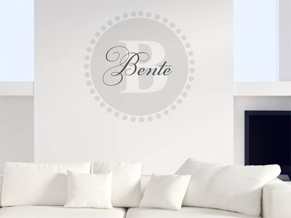 Wandtattoo Bente als Monogramm rund