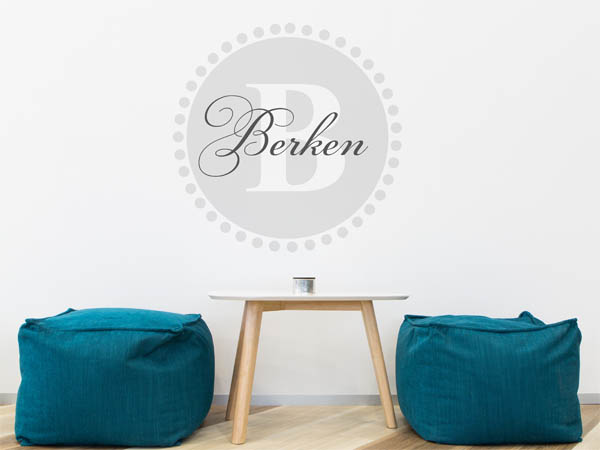 Wandtattoo Berken als Monogramm rund