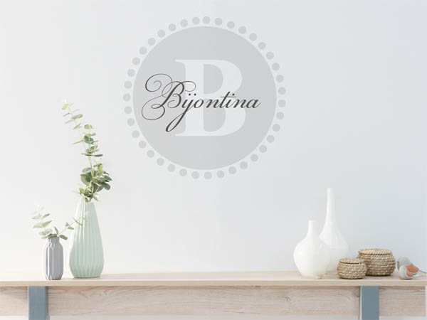 Wandtattoo Bijontina als Monogramm rund