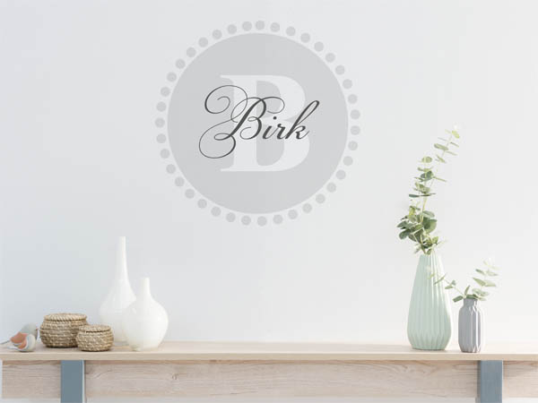 Wandtattoo Birk als Monogramm rund