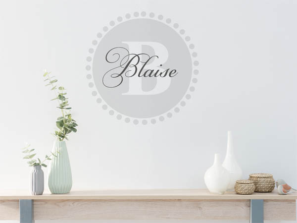 Wandtattoo Blaise als Monogramm rund