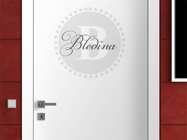 Wandtattoo Bledina als Monogramm rund
