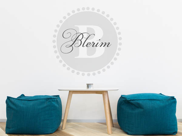 Wandtattoo Blerim als Monogramm rund