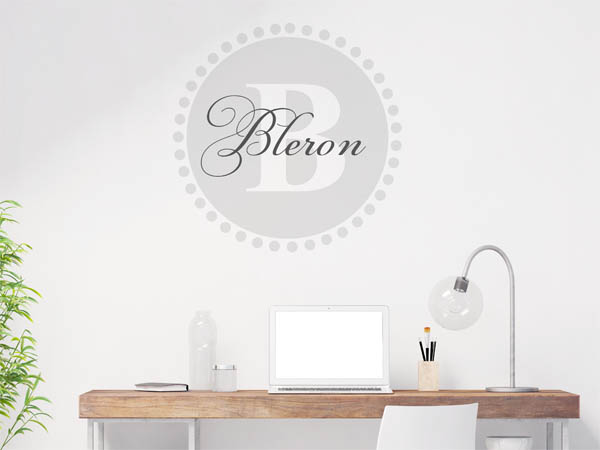 Wandtattoo Bleron als Monogramm rund