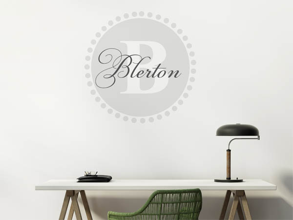 Wandtattoo Blerton als Monogramm rund