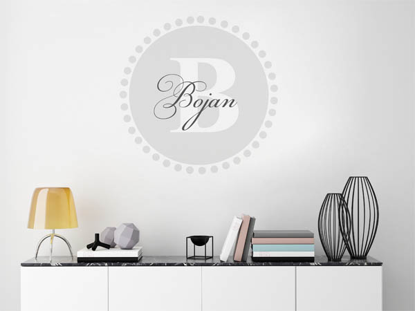 Wandtattoo Bojan als Monogramm rund
