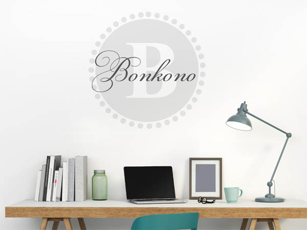 Wandtattoo Bonkono als Monogramm rund