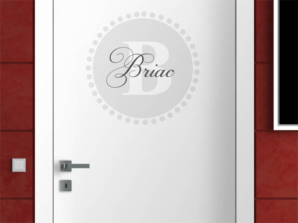 Wandtattoo Briac als Monogramm rund