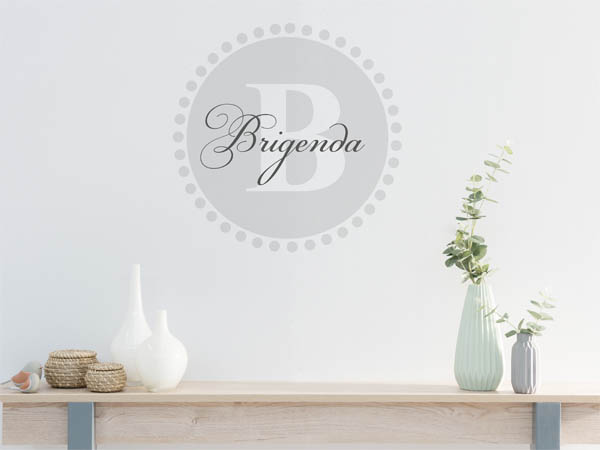 Wandtattoo Brigenda als Monogramm rund
