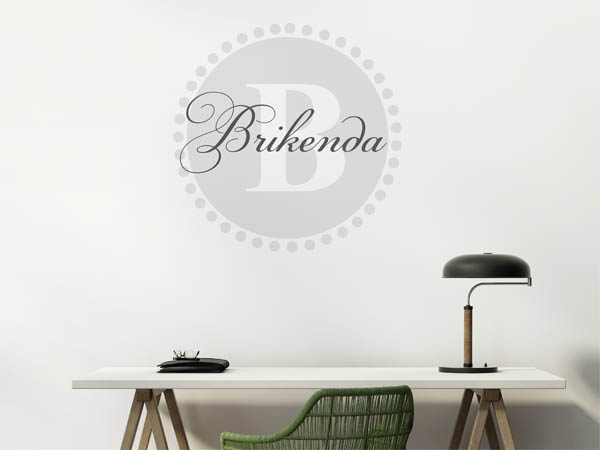 Wandtattoo Brikenda als Monogramm rund