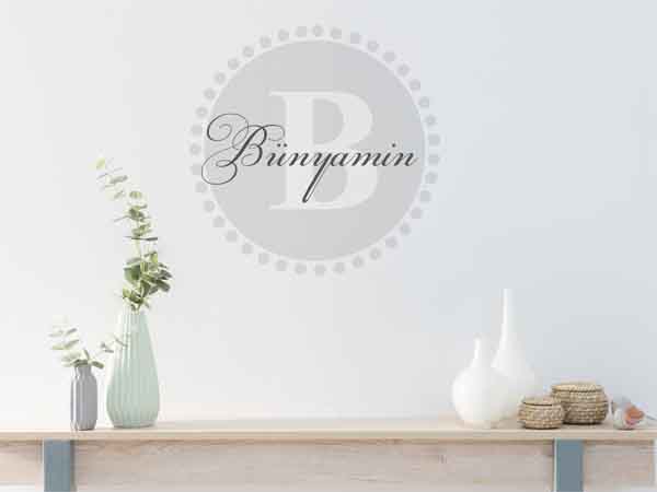 Wandtattoo Bünyamin als Monogramm rund