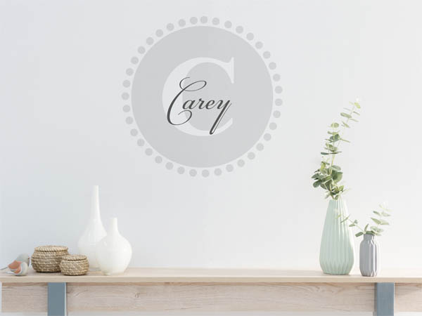 Wandtattoo Carey als Monogramm rund