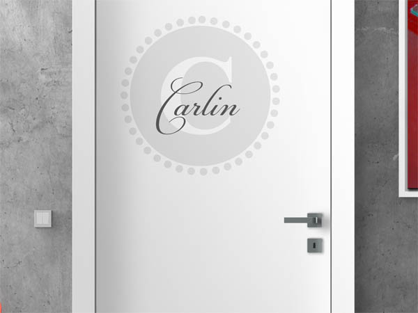 Wandtattoo Carlin als Monogramm rund