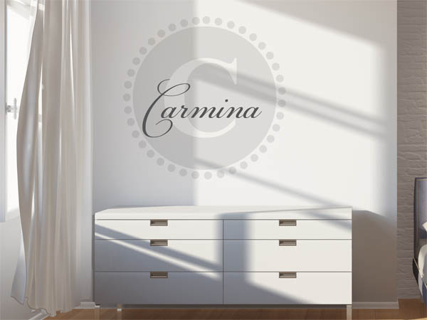 Wandtattoo Carmina als Monogramm rund