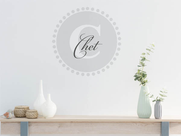 Wandtattoo Chet als Monogramm rund