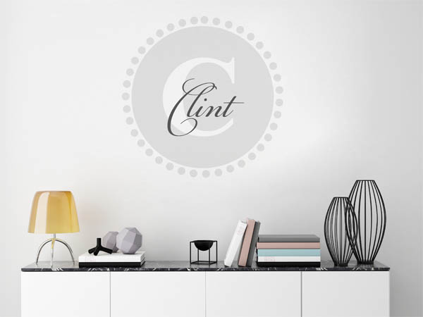 Wandtattoo Clint als Monogramm rund