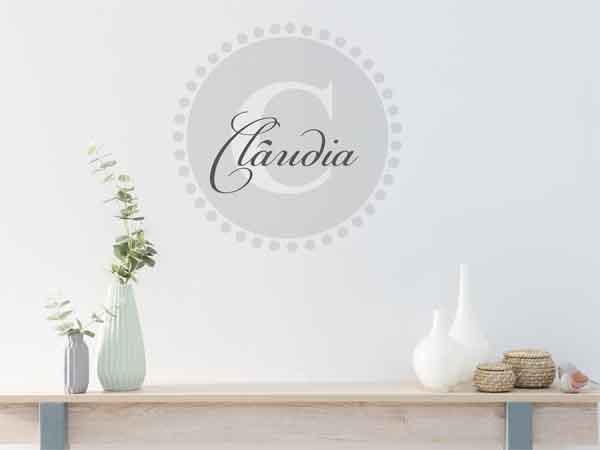 Wandtattoo Cláudia als Monogramm rund