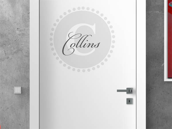 Wandtattoo Collins als Monogramm rund