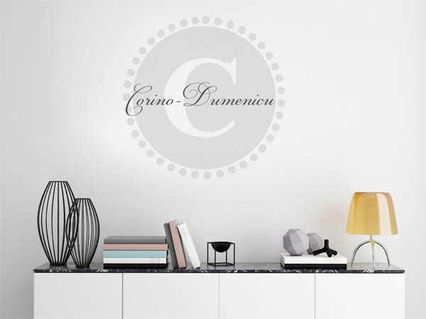 Wandtattoo Corino-Dumenicu als Monogramm rund