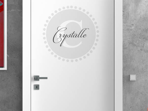 Wandtattoo Crystalle als Monogramm rund
