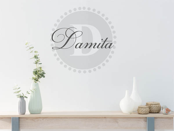 Wandtattoo Damita als Monogramm rund