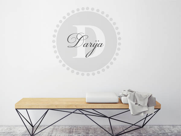 Wandtattoo Darija als Monogramm rund