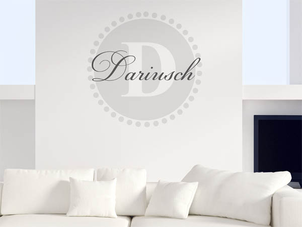 Wandtattoo Dariusch als Monogramm rund