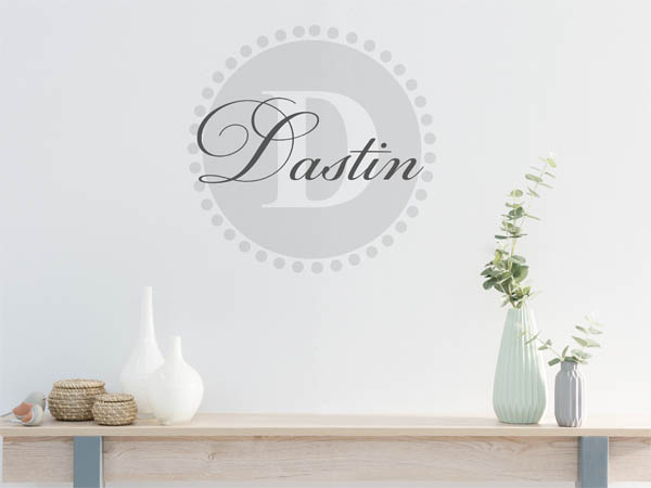 Wandtattoo Dastin als Monogramm rund