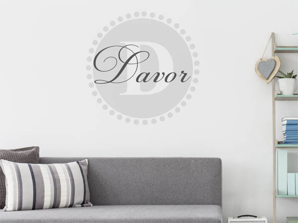 Wandtattoo Davor als Monogramm rund