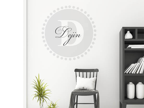 Wandtattoo Dejin als Monogramm rund