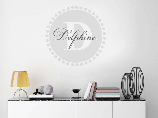 Wandtattoo Delphine als Monogramm rund