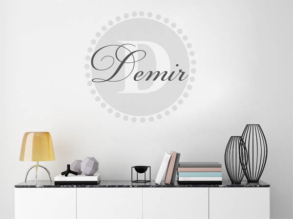 Wandtattoo Demir als Monogramm rund