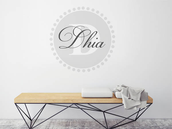 Wandtattoo Dhia als Monogramm rund