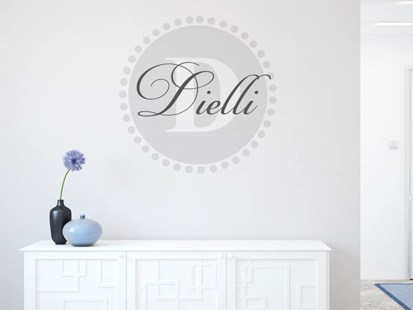 Wandtattoo Dielli als Monogramm rund