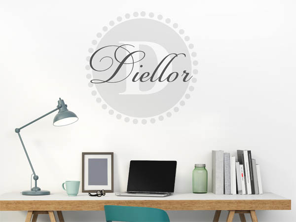 Wandtattoo Diellor als Monogramm rund